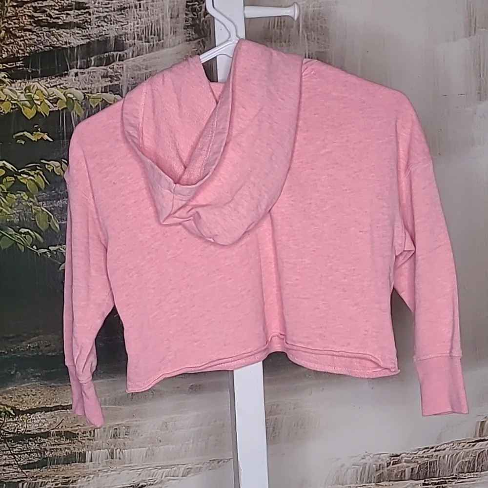 Old Navy girls Small pink metallic neon Love long sleeve sweatshirt hoodie